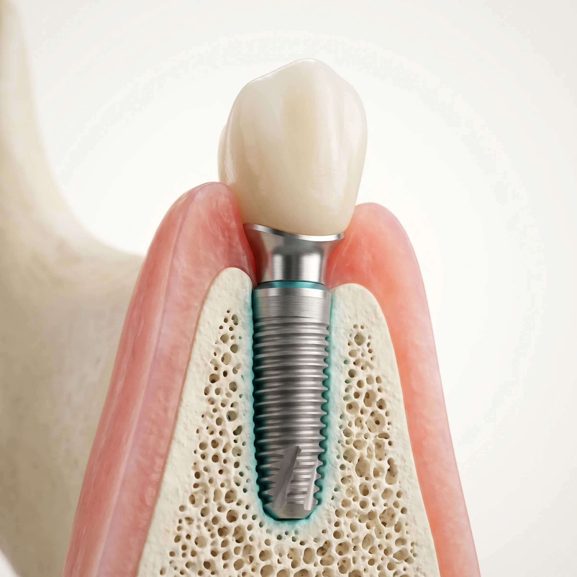 Impianto dentale in titanio in osso mascellare — riabilitazione fissa